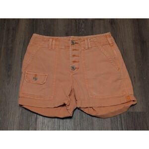 Pilcro The Wanderer Shorts‎ Orange Button Fly Cuffed Utility Size 27